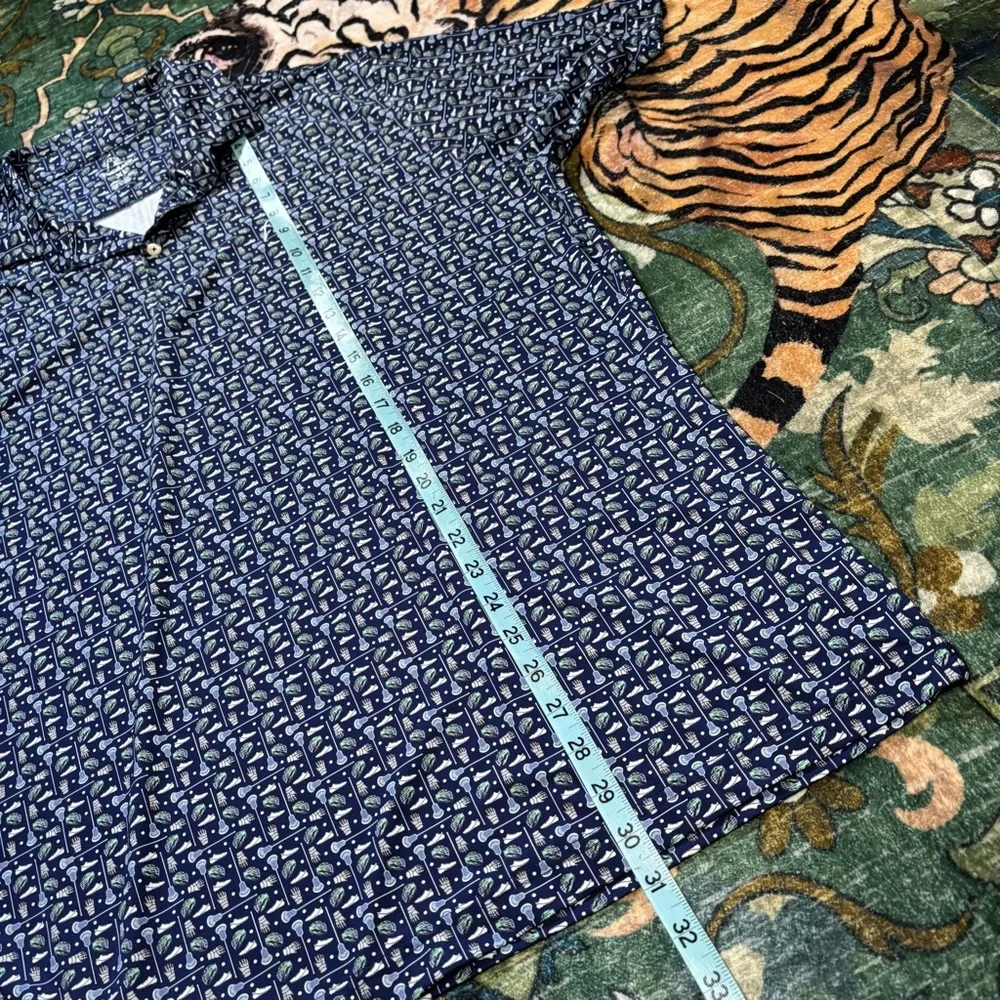 Rhoback lacrosse Performance Golf Polo Shirt Wicking Stretch Blue Print XL - Picture 5 of 5